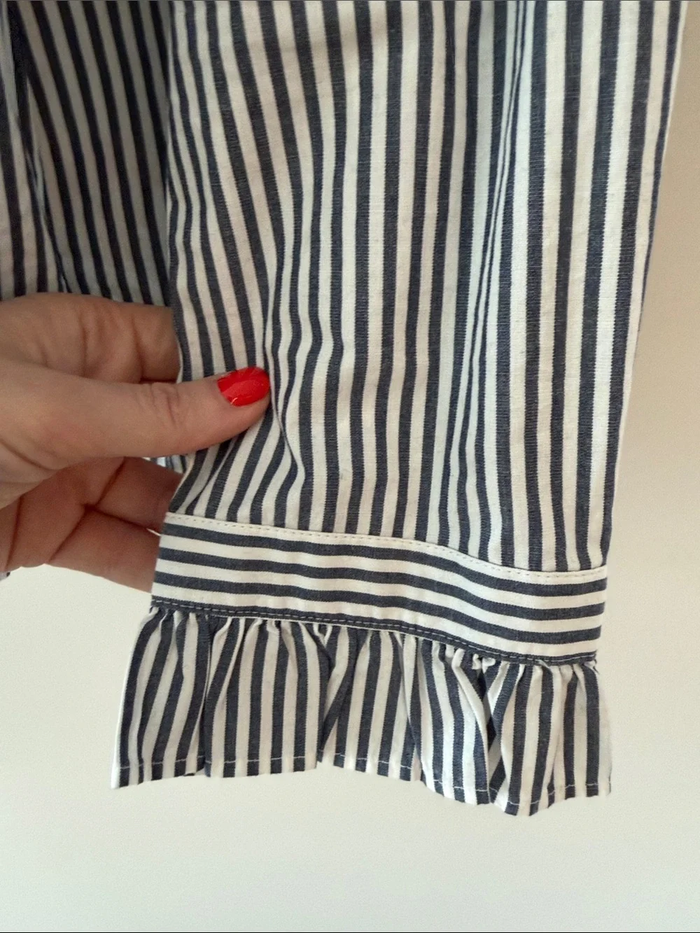 J. Crew Black & White Striped Ruffle-Collar Button-Down Shirt